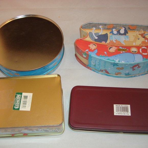 NOAH'S ARK VINTAGE 4 SPECIALTY CONTAINERS TIN/METAL - Picture 2 of 11